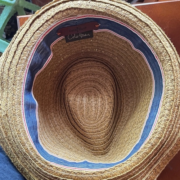 Cole Haan Women's Tan Straw Hat with Gray Band - Picture 6 of 10